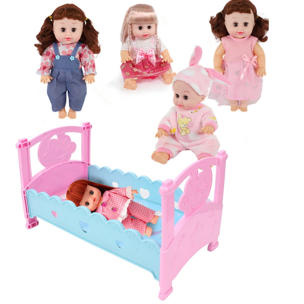 Domqga Doll Cribs,Mini Lovely Simulation Doll Bed Cribs Furniture Baby