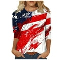thumbnail image 2 of Aboser 4th of July Shirt for Women American Flag Patriotic T-Shirts Summer 3/4 Length Sleeve Tops Independence Day Festival Tshirts, 2 of 4