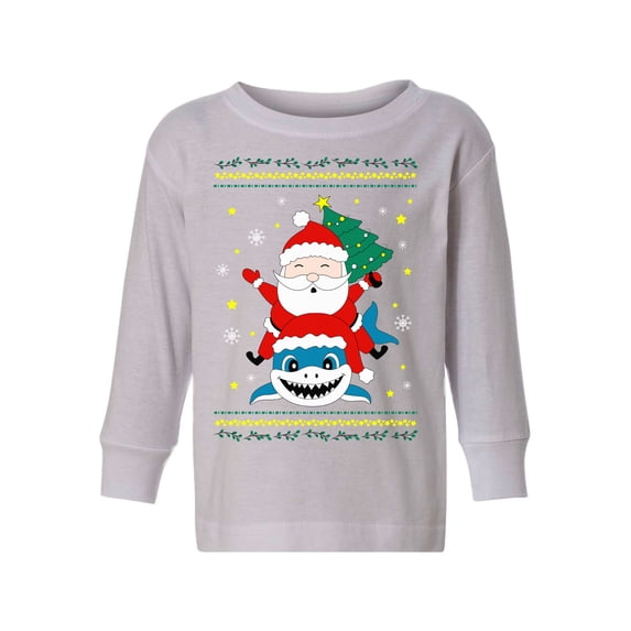 Awkward Styles Toddler Christmas Sweater Long Sleeve Toddler Christmas Shirt for Girls Boys Santa with Shark Sweater