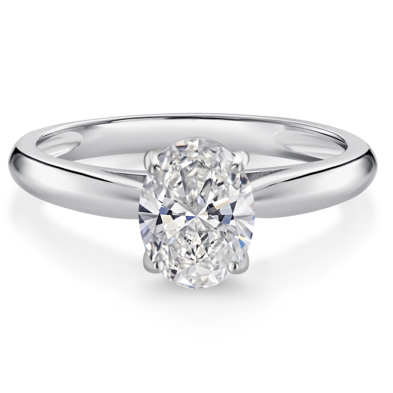 Gem Stone King 10K White Gold IGI Certified Lab Grown Diamond Solitaire Engagement Ring for Women | 1 Ct Oval Cut | D-E Color | VS1-VS2 Clarity | Size 5.5