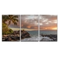 thumbnail image 2 of wall26 - 3 Piece Canvas Wall Art - Tropical Seascape with Palmtree and Clear Sea - Modern Home Art Stretched and Framed Ready to Hang - 24"x36"x3 Panels, 2 of 4