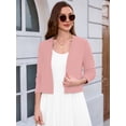 thumbnail image 5 of Chiclily Women's Long Sleeve Pink Cropped Cardigans Sweaters Open Front Knit Short Shrugs for Dresses, Size XL, 5 of 6