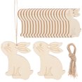 thumbnail image 1 of 20pcs Easter Party Decorative Wooden Bunny Chips Wood Rabbit Chips with Hemp Ropes, 1 of 8