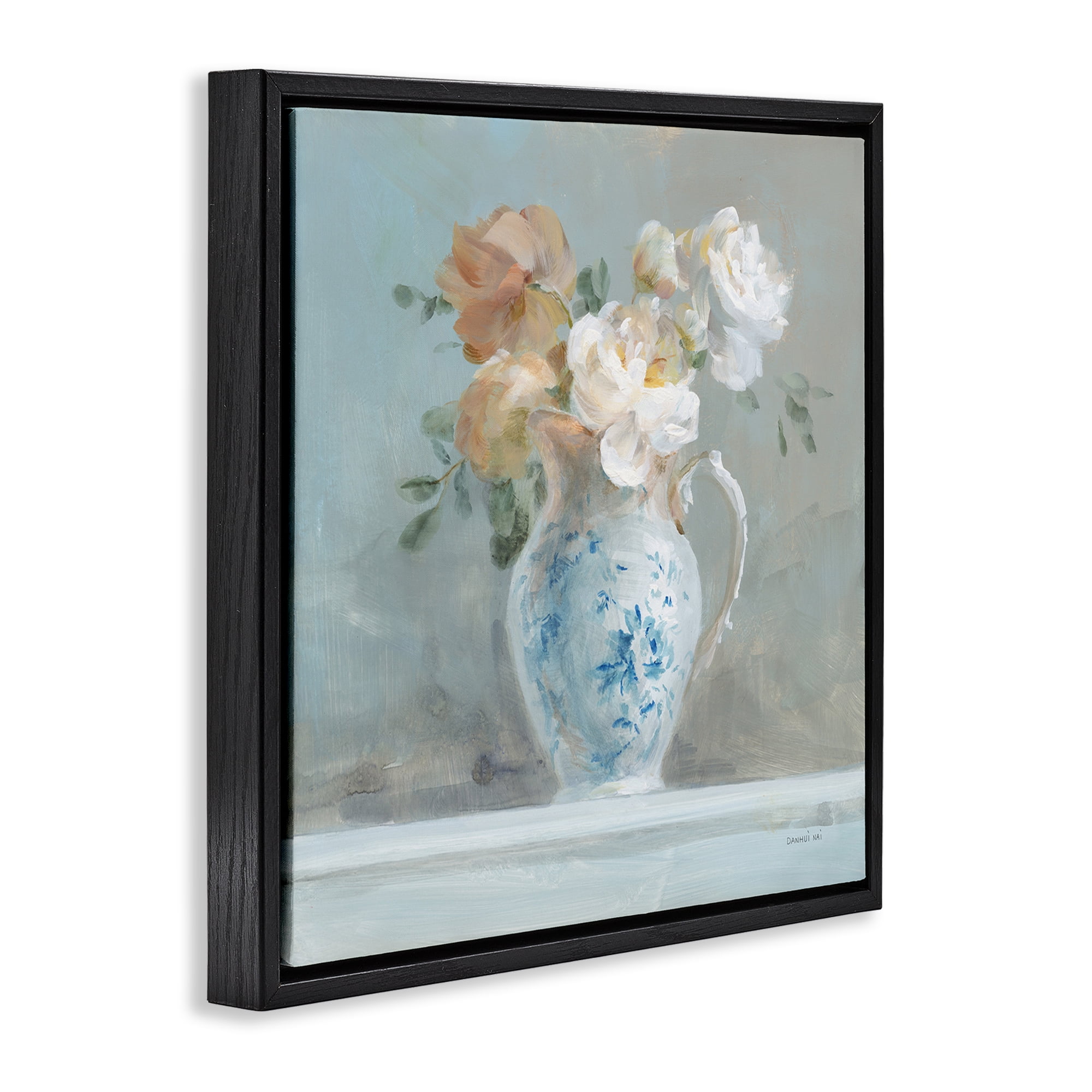 Stupell Industries Heirloom Floral Bouquet Botanical & Floral Painting Black Floater Framed Art Print Wall Art, 18 x 18