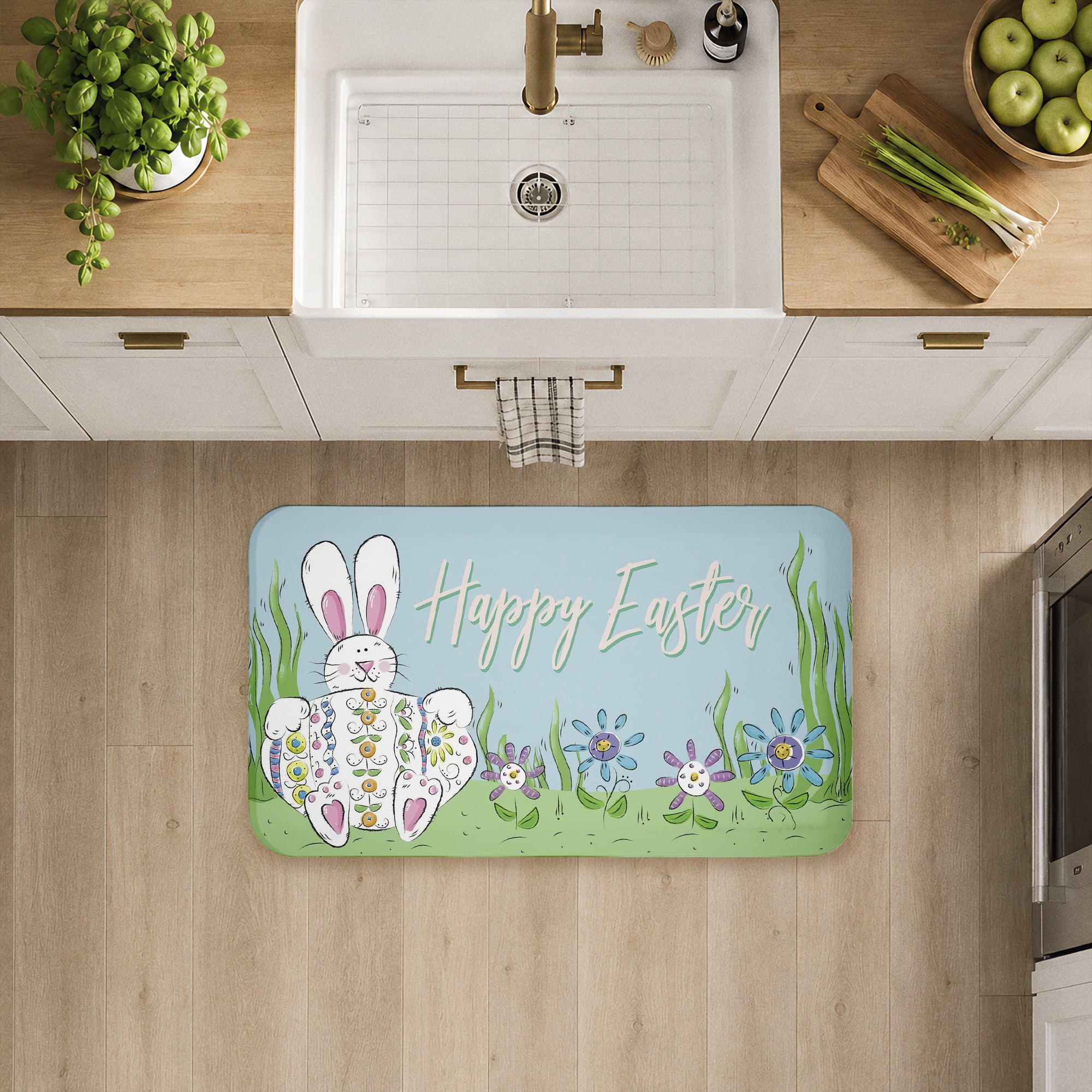 Stupell Industries Happy Easter with Florals Printed Anti-Fatigue Floor Mat, design by Deidre Mosher