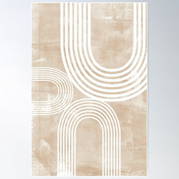 Abstract Beige Arch, Mid-Century Modern Minimal, Boho Neutral Organic Art, Affordable Block Print Poster Wall Art, Modern Wall Decor For Living Room Bedroom, 8x12 UNFRAMED