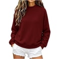 thumbnail image 2 of Warop Oversized Sweatshirt for Women Waffle Knit Solid Color Crewneck Long Sleeve Casual Pullover Tops, 2 of 8
