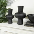 thumbnail image 2 of DecMode 12", 10"H Trumpet Black Glass Vase with Wide Rounded Center, Set of 2, 2 of 12