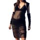 thumbnail image 2 of VISgogo Vestido de mujer, correa de malla transparente de color sólido de cintura alta vestidos ajustados + un par de mangas VISgogo moda, 2 of 9