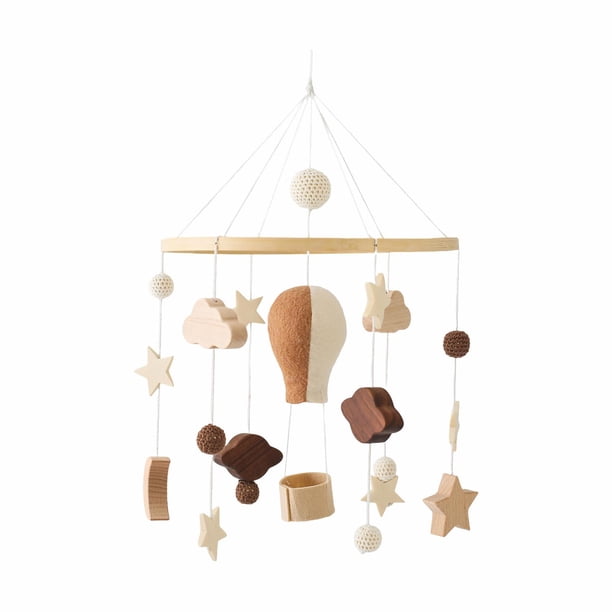 Adorno móvil para cuna de bebé, juguete sensorial, bola de fieltro, campanillas de viento, decoración colgante Estilo C