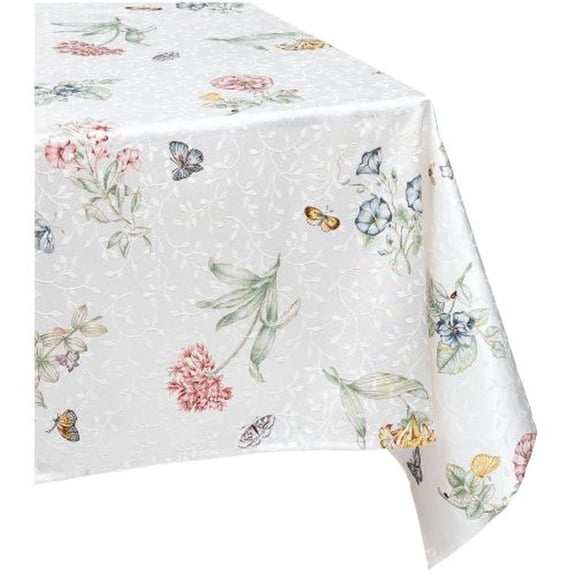 Lenox Butterfly Meadow Damask Tablecloth, Multicolor, 60"W x 120"L
