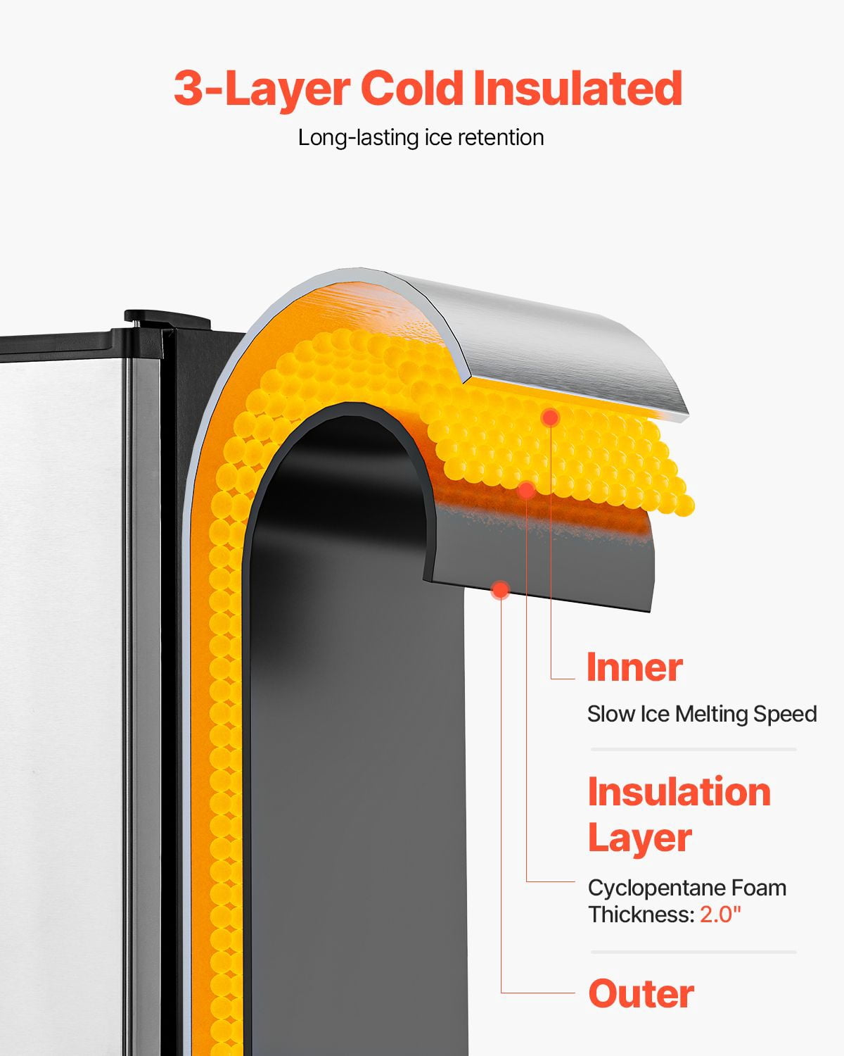 15 lb/Day Built-in Undercounter Ice Maker with Reversible Door