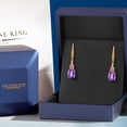 thumbnail image 5 of Gem Stone King 18K Yellow Gold Plated Silver Green Peridot and White Lab Grown Diamond Dangle Earrings for Women (4.83 Cttw, Oval 9X7MM), 5 of 6