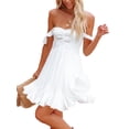 thumbnail image 4 of Vestido De Mujer De Color SóLido Con Cuello Barco Y Hombros Descubiertos, Minivestido De Fiesta Sin Espalda A La Moda, 4 of 4