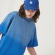 thumbnail image 3 of Camiseta de algodón de manga corta con cuello redondo para hombre y mujer, moderna, con degradado, holgada, de manga corta, azul, 3 of 6