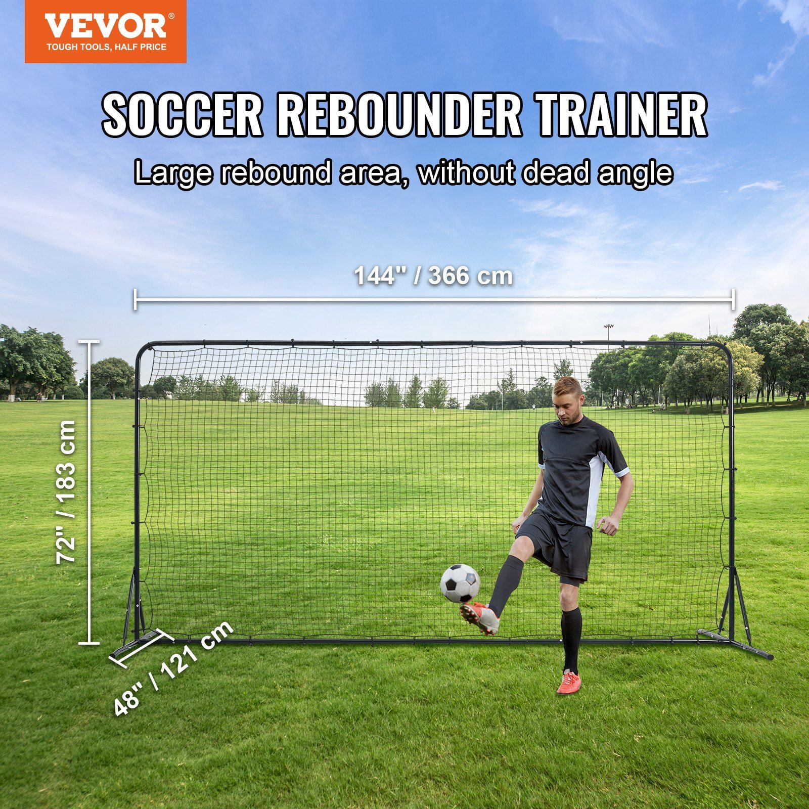 12x6FT Football Rebounder Wall with Bag - Durable Soccer Training Net for Passing, Volleyball & Solo Backyard Practice
