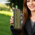 thumbnail image 5 of Sidagar 24 oz Ceramic Lined Insulated Water Bottle with Straw and Carry Strap, Green Brown Checker, 5 of 9