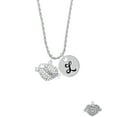 thumbnail image 2 of Delight Jewelry Silvertone Sister Banner on Clear Crystal Heart Silvertone Script Initial Disc - L - Charm Necklace, 20"+3", 2 of 4
