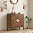 thumbnail image 6 of Ahokua Mid-Century Modern Accent Cabinet with Geometric Inlay Doors, 2-Door Storage Sideboard with Adjustable Shelf for Living Room, Entryway or Dining Room, 6 of 9