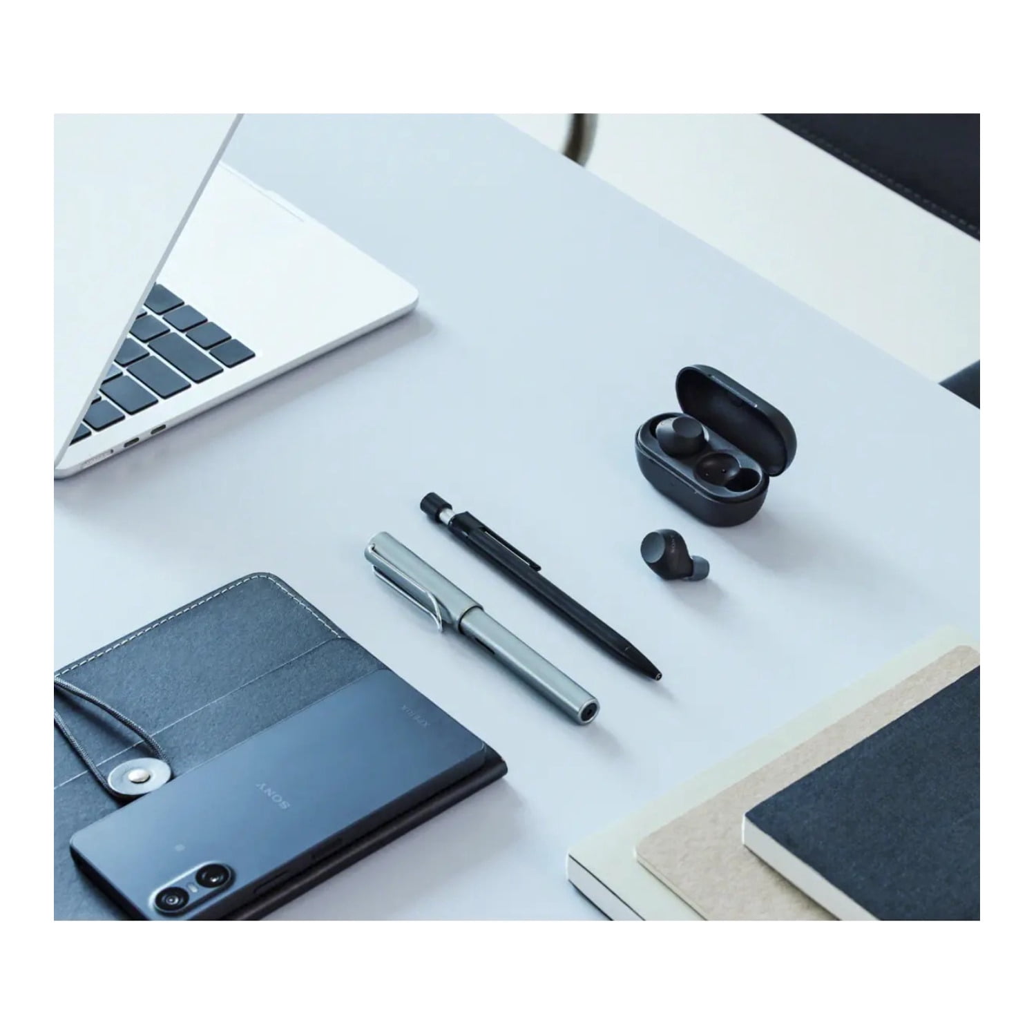 Sony Truly Wireless Noise-Canceling Earbuds (Black) Bundle with Foam & Silicone Ear Tips (6-Pack) (2 Items)