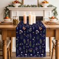 thumbnail image 2 of Navy Blue Botanical Wildflowers Table Runner 70 Inches Long, Rustic Floral Cotton Linen Table Runners Dresser Scarves, Decorative Fabric Tabletop Scarf Furniture Cover for Home Dinner Party 13"x70", 2 of 9