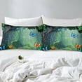 thumbnail image 3 of Erosebridal Housse de Couette Papillon Bleu Orange Simple, Literie Feuilles de Jungle Verte Taille Simple, Réversible 2 Pcs (Sans Couette), 3 of 7