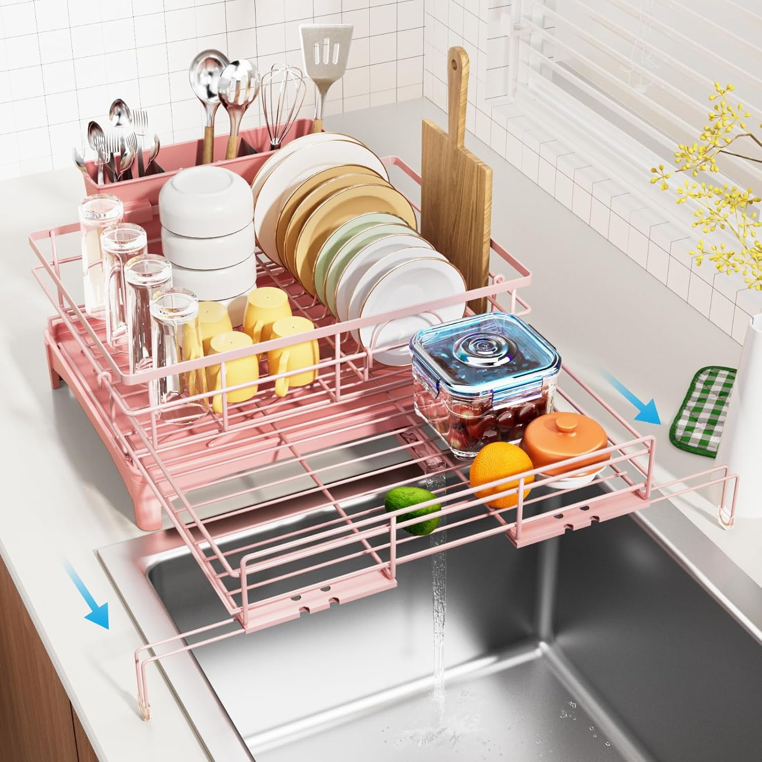 Sabatier Expandable Stainless Steel Dish Rack with Rust-Resistant