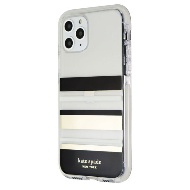 Kate Spade Defensive Hardshell Case for iPhone 11 Pro - Park Stripe/Gold/ White 