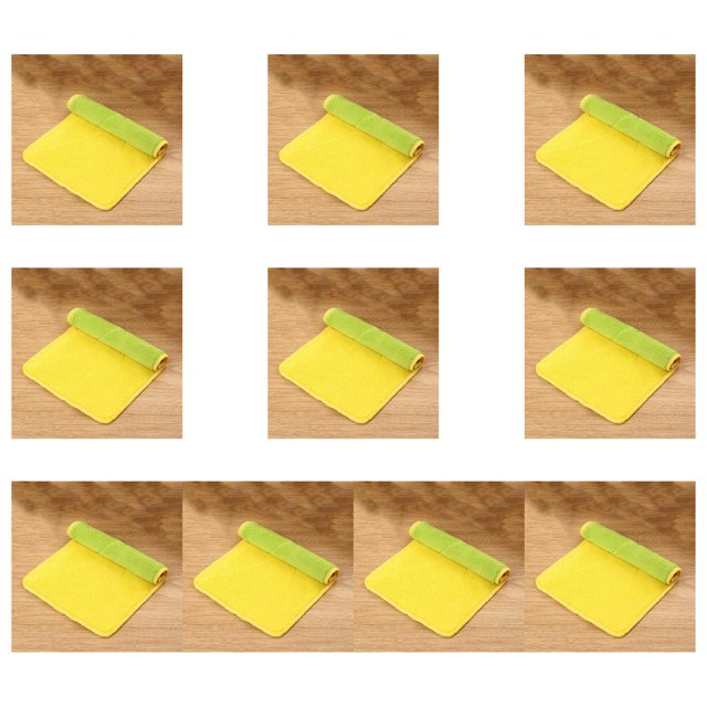 Naiovety Paño de cocina absorbente de doble capa, toalla de cocina de microfibra, aceite antiadherente, toalla de limpieza para el hogar, verde+amarillo 10piezas