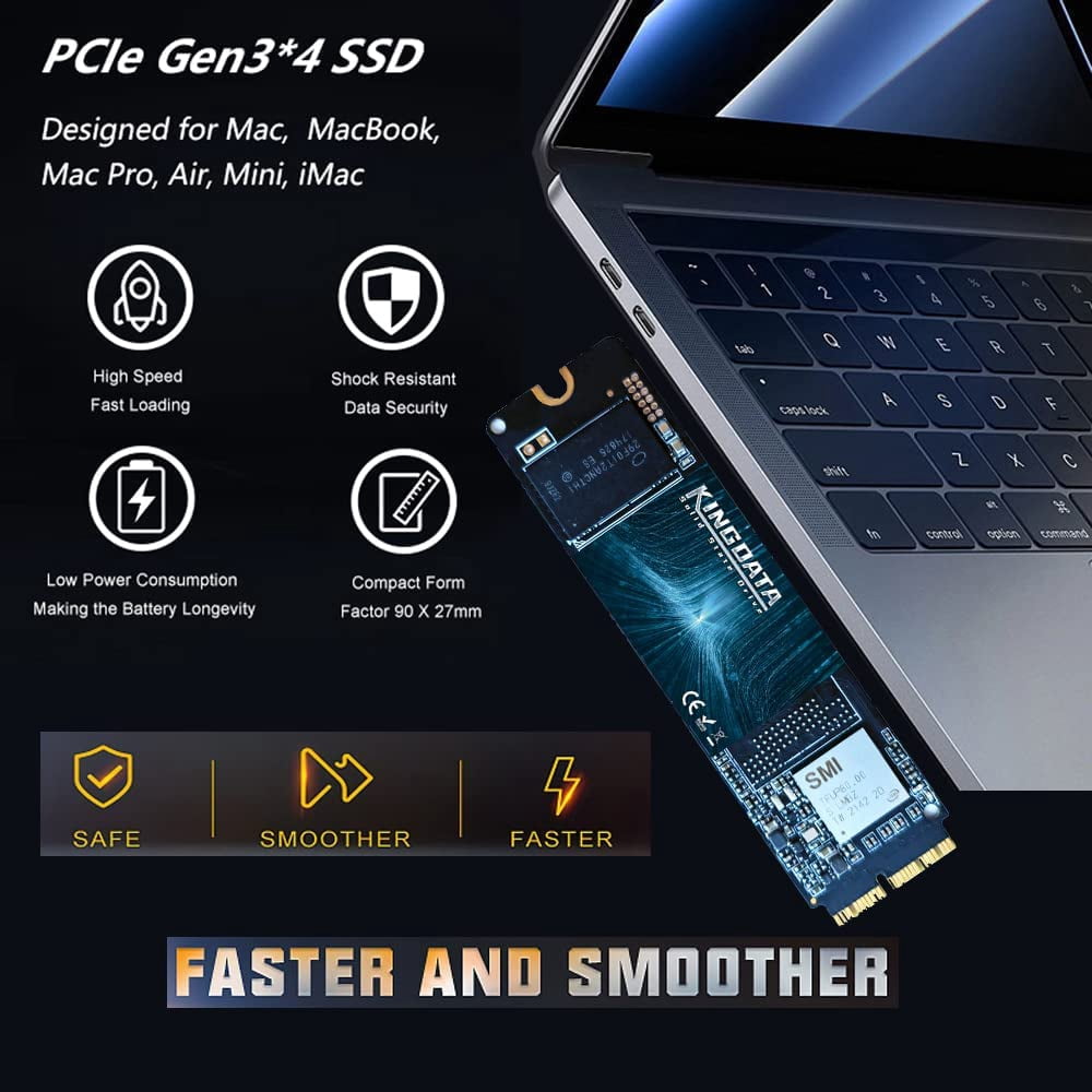KINGDATA High-Speed PCIe NVMe SSD 512GB Upgrade for Your MacBook, Boost Performance and Storage Capacity Internal Solid State Drive for MacBook Air/Pro/iMac