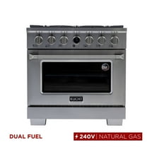 36 in. 5.2 cu. ft. 6 Burners Dual Fuel Range for Natural Gas in Stainless Steel.