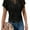Black, variant on ZOELNIC Women Lace Trim Short Sleeve Shirts Dressy Casual Tops Summer Tee Shirt, L