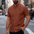 thumbnail image 2 of Men’s Short Sleeve Cotton Linen Shirt Summer Beach Casual Top, 2 of 9