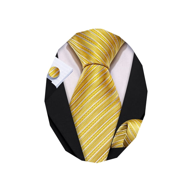 Corbata Barry.Wang Clásica de Seda Tejida Amarilla 150x8.5 cm