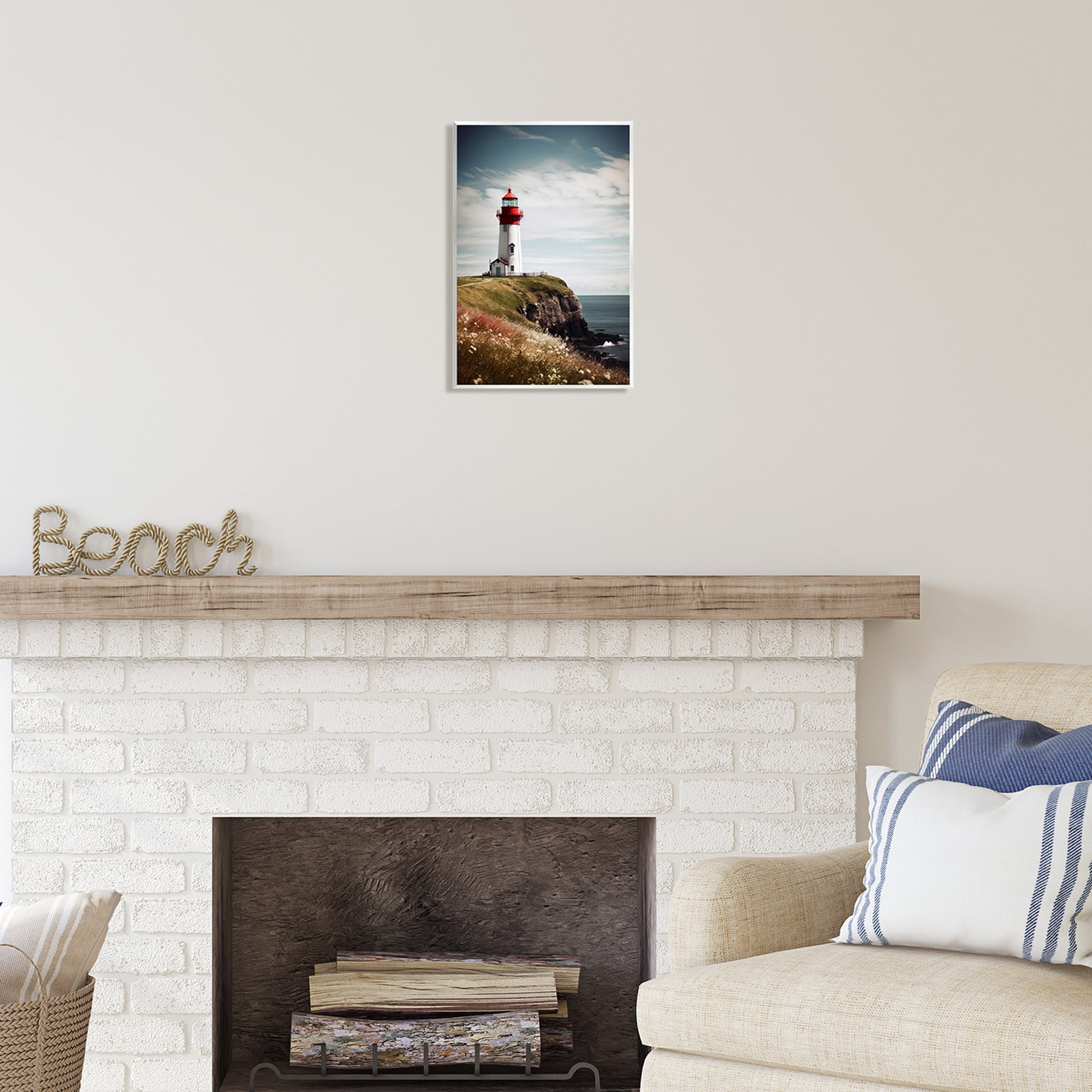 Stupell Industries Lighthouse on High Cliff Landscape Photography Unframed Art Print Wall Art, 10 x 15