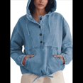thumbnail image 2 of Chaqueta Vaquera con Capucha para Mujer, Jersey Vaquero con Botones y Capucha con Cordón, Sudadera Informal de Larga. Azul Medio XXL, 2 of 8