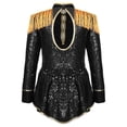 thumbnail image 4 of YONGHS Combinaison de Cirque pour Filles Halloween Enfants Manches Longues Sequins Justaucorps Robe Danse Noir 14, 4 of 7