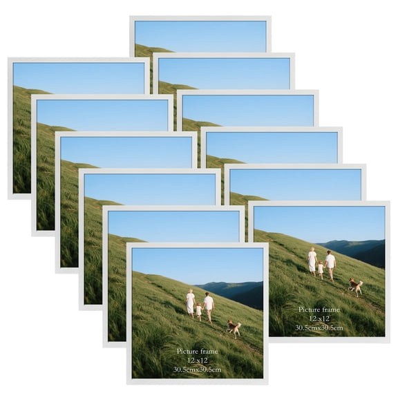 12 Pack 12x12 Picture Frames,White 12 by 12 Photo Frame for Wall Diplay