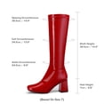 thumbnail image 4 of Botas DREAM PAIRS Gogo con Punta Cuadrada y Tacón Grueso hasta la Rodilla en Rojo, 4 of 9