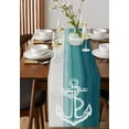 thumbnail image 3 of Table Runner Dresser Scarf 13 x 90 Inch White Anchor Teal Ocean Gradient Nautical Table Runners Non-Slip Heat Kitchen Dining Table Decor for Indoor Outdoor Home Party Decoration, 3 of 7