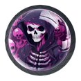 thumbnail image 2 of 4 Pcs Skull Skeleton Print Cabinet Knobs 30mm Round Crystal Glass Drawer Handles Pulls with Screws for Kitchen Cupboard Wardrobe Closet Dresser, Home&Office, 2 of 7