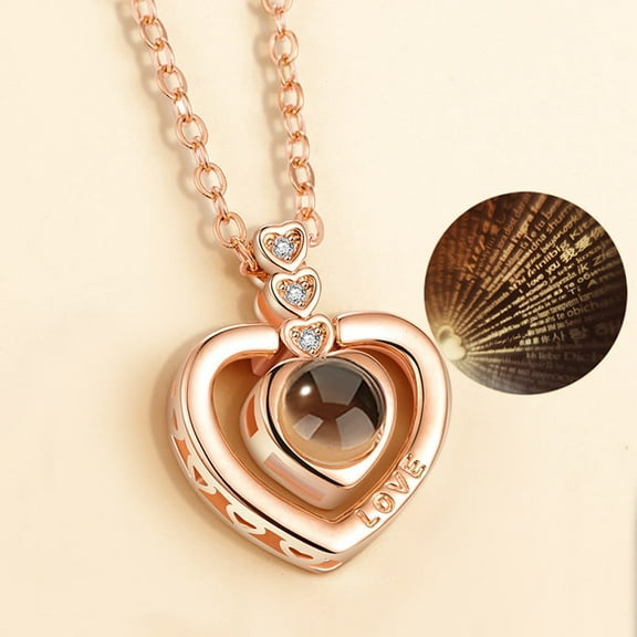 Limited Time Deal karymi 100 Languages I Love You Valentine's Day Present Projection Necklace Birthday Gifts for Women Weekly Deal Gifts for Men Clearance Sales