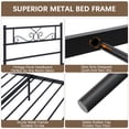 thumbnail image 5 of Yoneston Queen Size Metal Platform Bed Frame with Vintage Headboard & Footboard for Adult Bedroom, Black, 5 of 6