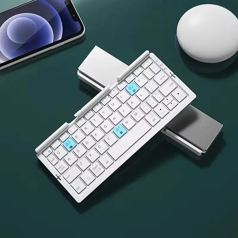 Foldable Portable Bluetooth Mini Keyboard with Magnetic Stand for Phone Tablet Business Travel