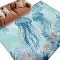 thumbnail image 6 of Coastal Jellyfish Blue Area Rug 5x7 Washable Rug Non Slip Summer Beach Nautical Coral Starfish Large Area Rug Soft Stainresistant Indoor Floor Carpet for Living Room Bedroom Home Office Dining Room, 6 of 8