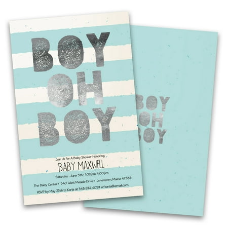 Personalized Boy Oh Boy Stripes Personalized Baby Shower