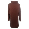 thumbnail image 4 of Women's Solid Elegant Stretchy Long Sleeve Turtleneck Sweatshirt Short Dress, Fall and Winter Casual Wear with Comfortable Fit, Versatile for Daily Use,Wine,2XL, 4 of 5