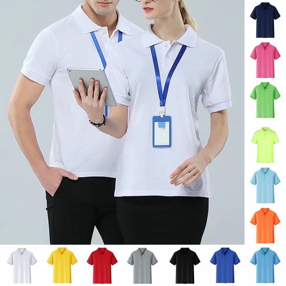 DHFJKG Women's And Men's Polo Shirts Workwear Summer Short Sleeve Breathable Polos, Sizes S-XXXXL