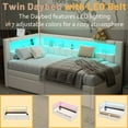 thumbnail image 5 of Mirightone Twin Daybed with Storage Drawers & USB Ports, Upholstered Corner Bed Frame with LED for Teens Adults, White, 5 of 6