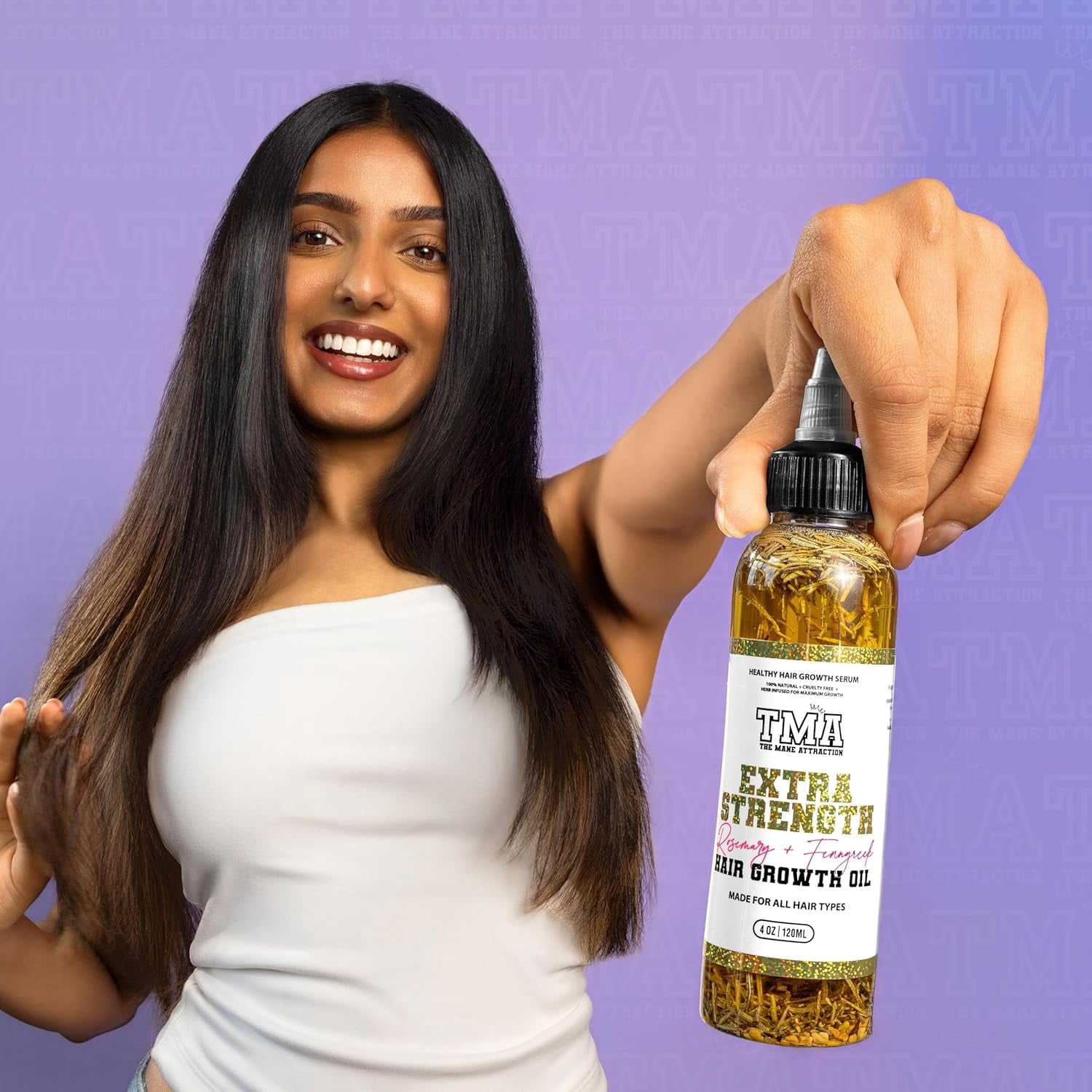 The Mane Attraction Extra Strength Rosemary + Fenugreek Herbal Hair Growth Oil | Infused With Castor Oil for ALL Hair Types Mini, 4oz